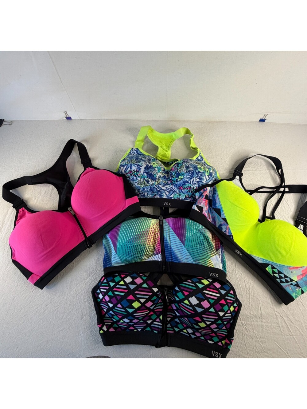 Lot 5 Victoria's Secret Sports Bras Womens 34B Multicolor VSX Sport High Impact